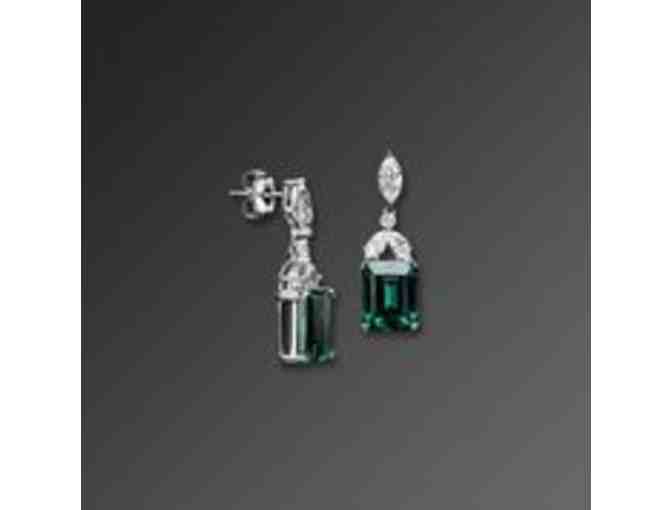 CRISLU EMERALD PLATINUM RING AND EARRINGS
