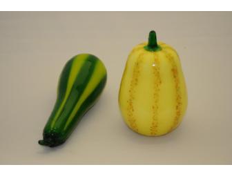 Glass Vegetable Duo -- Green & Yellow Squash