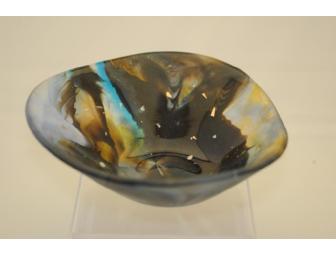 Set of Two Irregular-Shaped One of a Kind Fused Glass Bowls