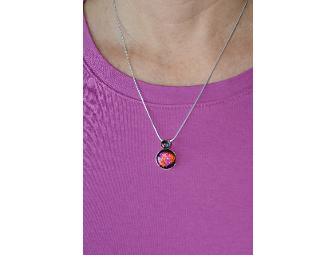 Stunning Necklace: Handmade Dichroich Glass Pendant on 18' Silver Chain