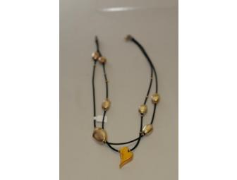 Handcrafted Sterling Silver Beads and Gold Heart Necklace