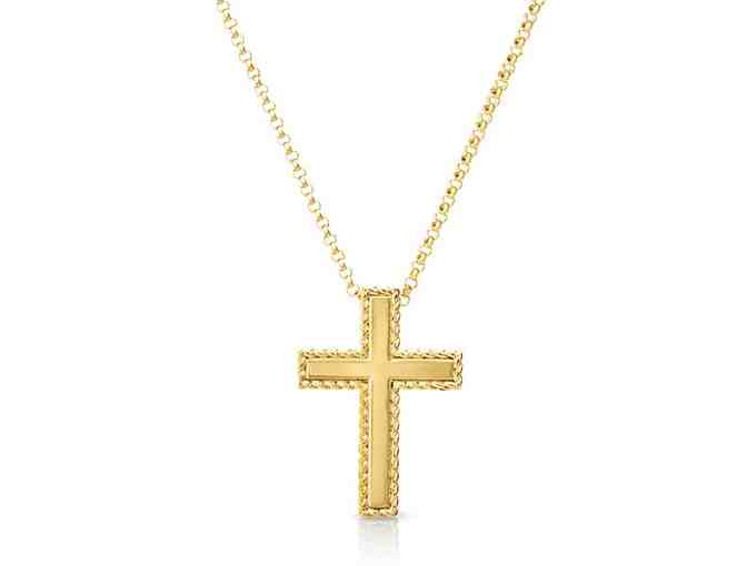 BEST OF THE REST: Roberto Coin Block Cross Necklace with Rope Chain