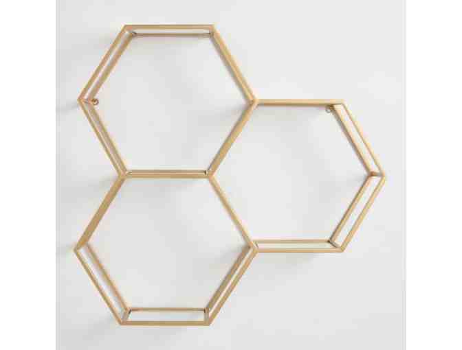 Gold and Glass Honeycomb Wall Shelf