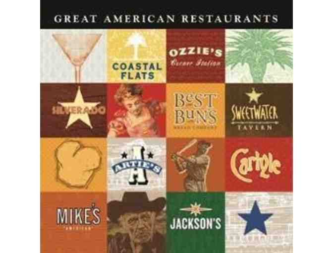 $25 Gift Card to the nine Great American Restaurants (Artie's, Coastal Flats, and more!)