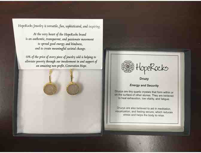 Handcrafted 22K Gold Round Druzy Earrings by Hoperocks Jewelry