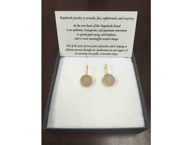Handcrafted 22K Gold Round Druzy Earrings by Hoperocks Jewelry