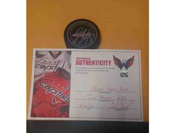 Autographed Official Game Hockey Puck by Washington Capitals' Jay Beagle