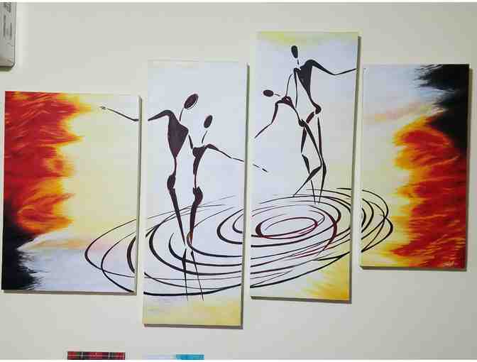 2 Quadriptych Artworks of Dancers on Canvas