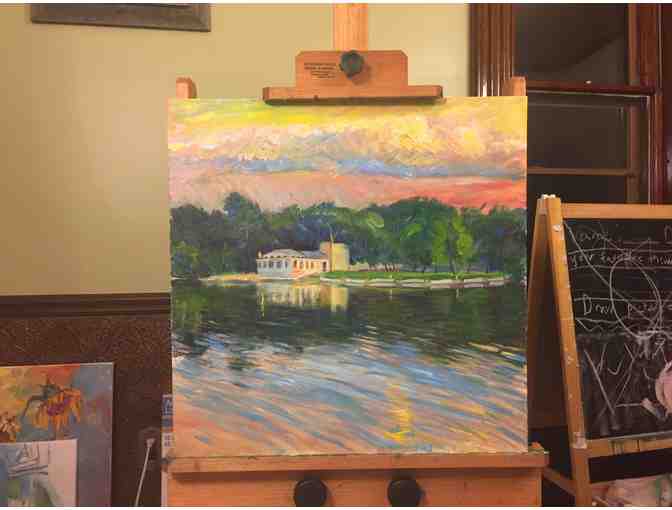 Oil Painting of Crystal Lake by Local Artist & Mason-Rice Dad Sam Zhao