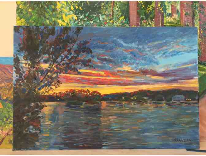 Oil Painting of Crystal Lake by Local Artist & Mason-Rice Dad Sam Zhao