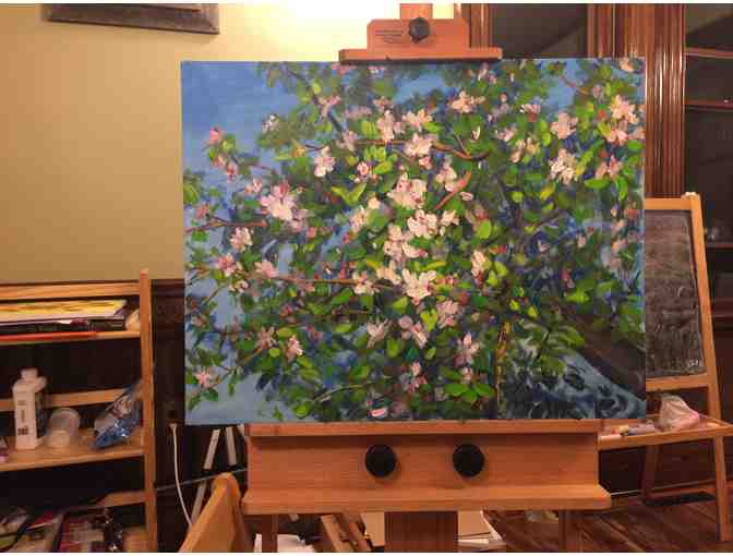 Oil Painting by Local Artist & Mason-Rice Dad Sam Zhao - 'Apple Flower Blossom'