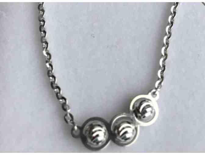 Italian Made Sterling Silver and Platinum Three Beaded Necklace