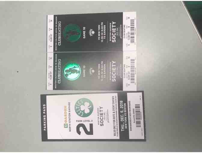 2 Celtics Tickets (Club Seating) and Parking Pass for the December 6th Game vs New York
