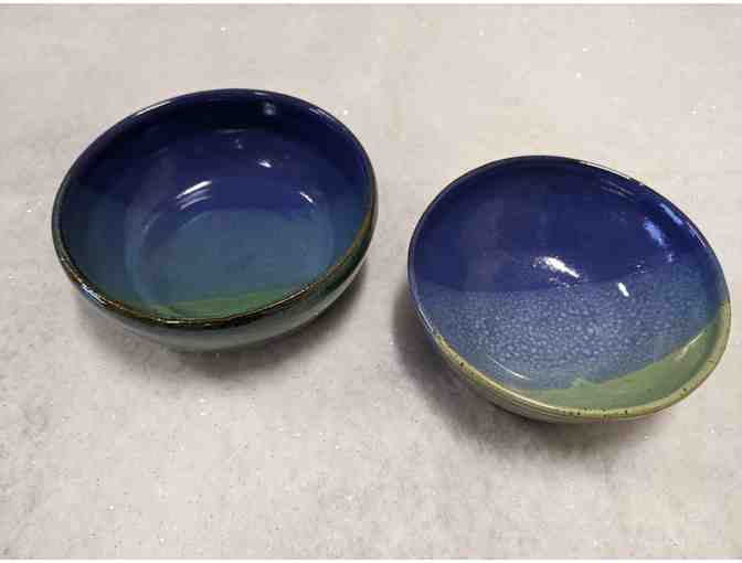 Hand-Made Pottery - Two Blue and Green Bowls