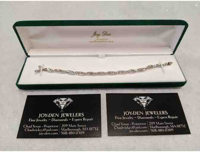 Platinum-Coated Sterling Silver Diamond Cut Bracelet from Joy Den Jewelers