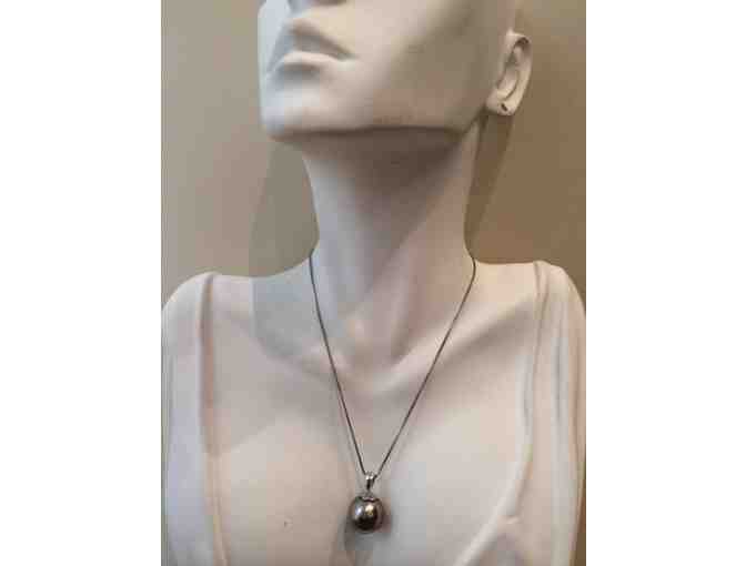 14mm Platinum Shell Pearl Pendant with Sterling Silver Chain by Laurie and Lisa Designs