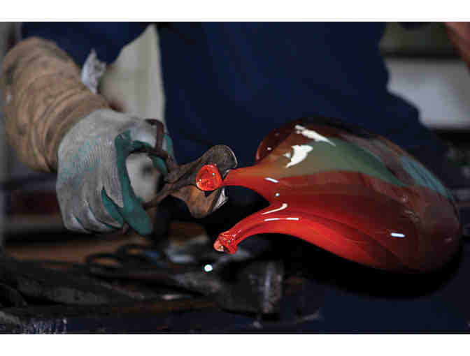 Large Naia flat barrel bottle open top vase, handmade by Mdina Glass, Malta