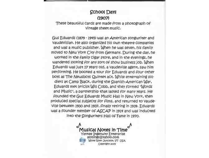 Note Cards from Vintage Sheet Music - set of 5