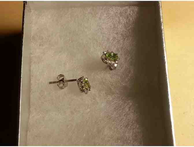 Peridot Diamond Accented Sterling Silver Earrings