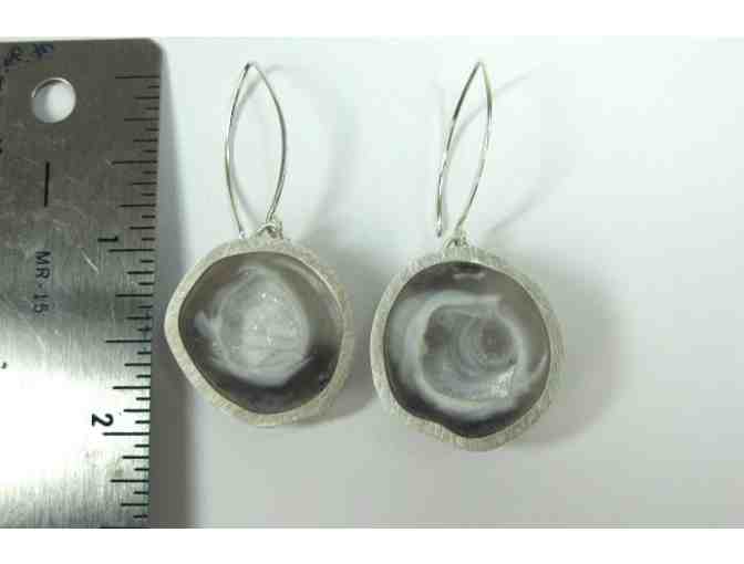 Quartz Geode Earrings in Sterling Silver