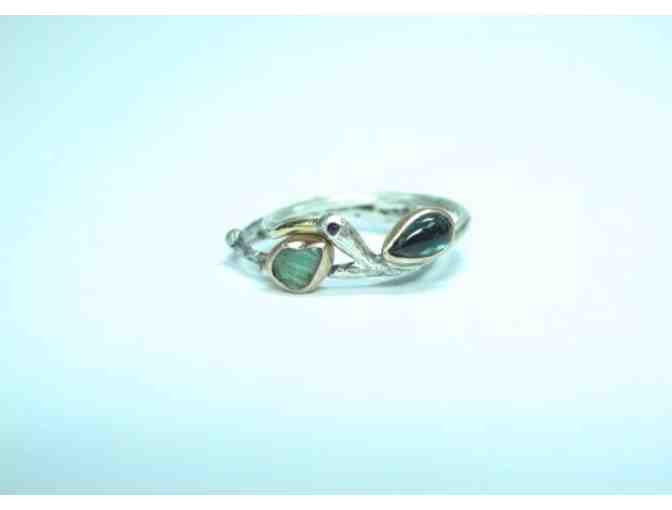 Emerald Leaf Stackable Ring