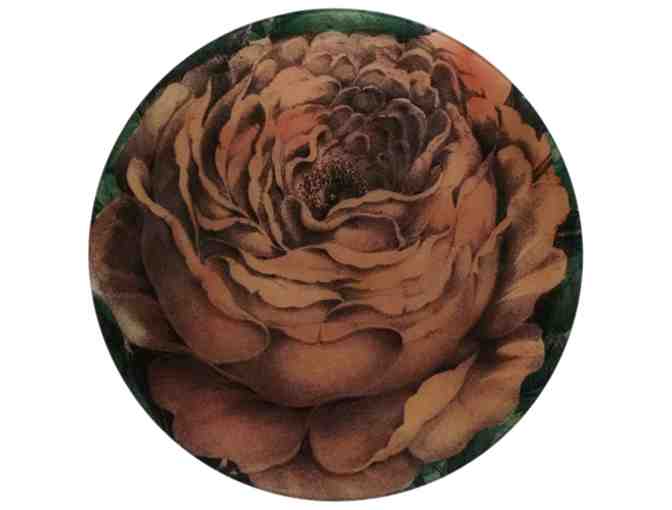 16" Rose with Leaves Round Plate by JOHN DERIAN - Photo 1