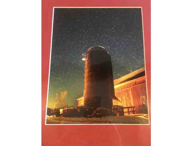 Printed and Matted 'Night Sky at the MCS Farm' photo - Silo