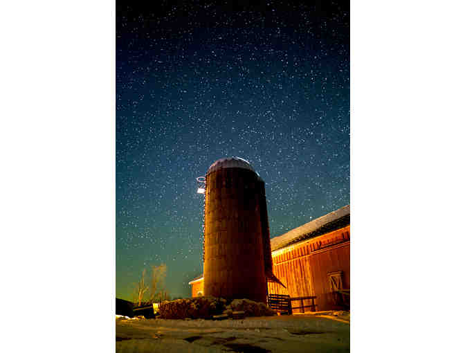 Printed and Matted 'Night Sky at the MCS Farm' photo - Silo