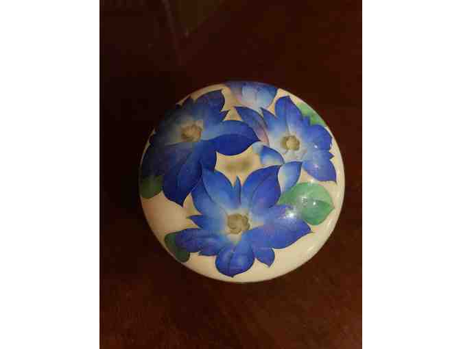 Japanese Wireless Cloisonne Box Decorated with Blue Bell Flowers