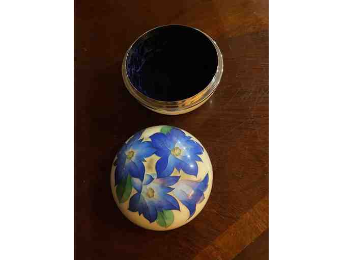 Japanese Wireless Cloisonne Box Decorated with Blue Bell Flowers
