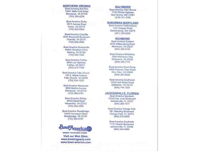 Bowling Party for 6 at Bowl America