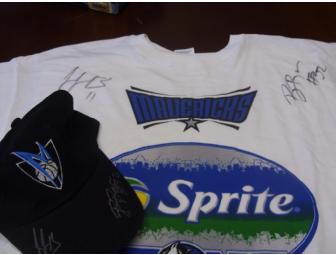 Dallas Mavericks Autographed T-Shirt and Cap by Brandon Bass and JJ Barea