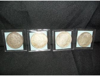 Lot of 4 U.S. Morgan and Peace Silver Dollars