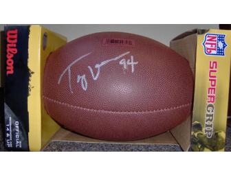 Ty Warren Autograph Football: 2x Patriots Superbowl Player