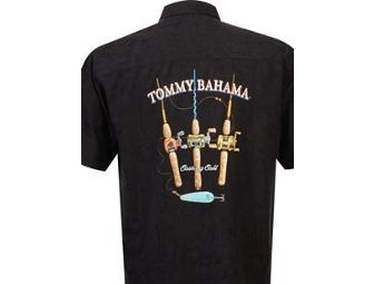 Black XL Tommy Bahama Men's Camp Shirt 'Casting Call'