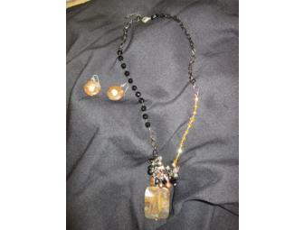 Multi Stone Necklace Embellished With Fresh Water Pearls, Earrings to Match!
