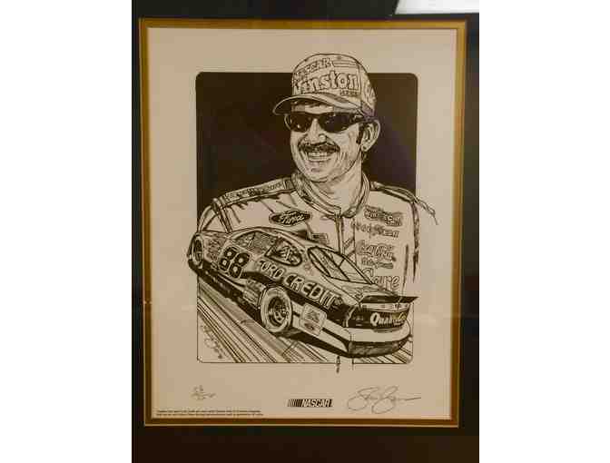 Dale Jarrett Portrait- Official Artist of NASCAR Sam Bass Autographed Print 56/250