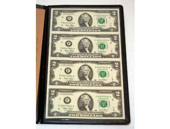 1 Sheet Uncut-$2 Bills with Certificate of Authencity and Presentation Case