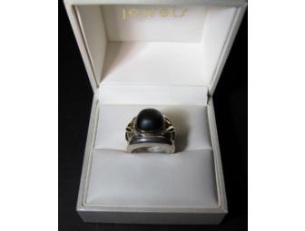 Silver, Gold and Onyx Ring