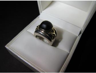 Silver, Gold and Onyx Ring