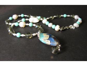 Pearl, Turquoise & Crystal Necklace