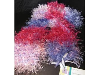 Handknit Scarf (tri color; fuchsia, pink, purple)