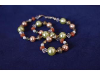 Carnelian and Large Green Faux Pearl Necklace