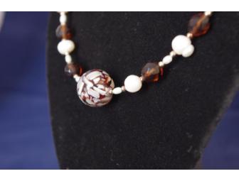 Pearls & Brown Cut Glass Necklace