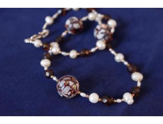 Pearls & Brown Cut Glass Necklace