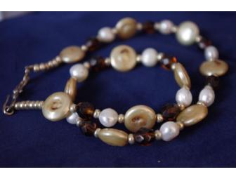 Gold Fresh Water Disk Pearls Necklace