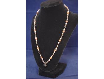 Brown Fresh Water Pearls & Brown Cut Glass Fob Necklace