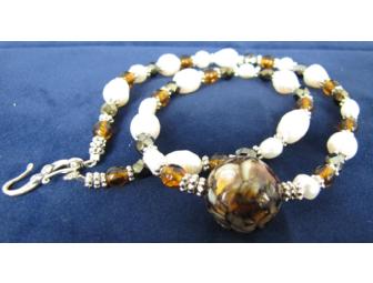 Fresh Water Pearls & Round Fob Necklace