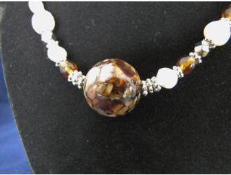 Fresh Water Pearls & Round Fob Necklace