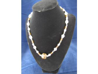 Fresh Water Pearls & Round Fob Necklace